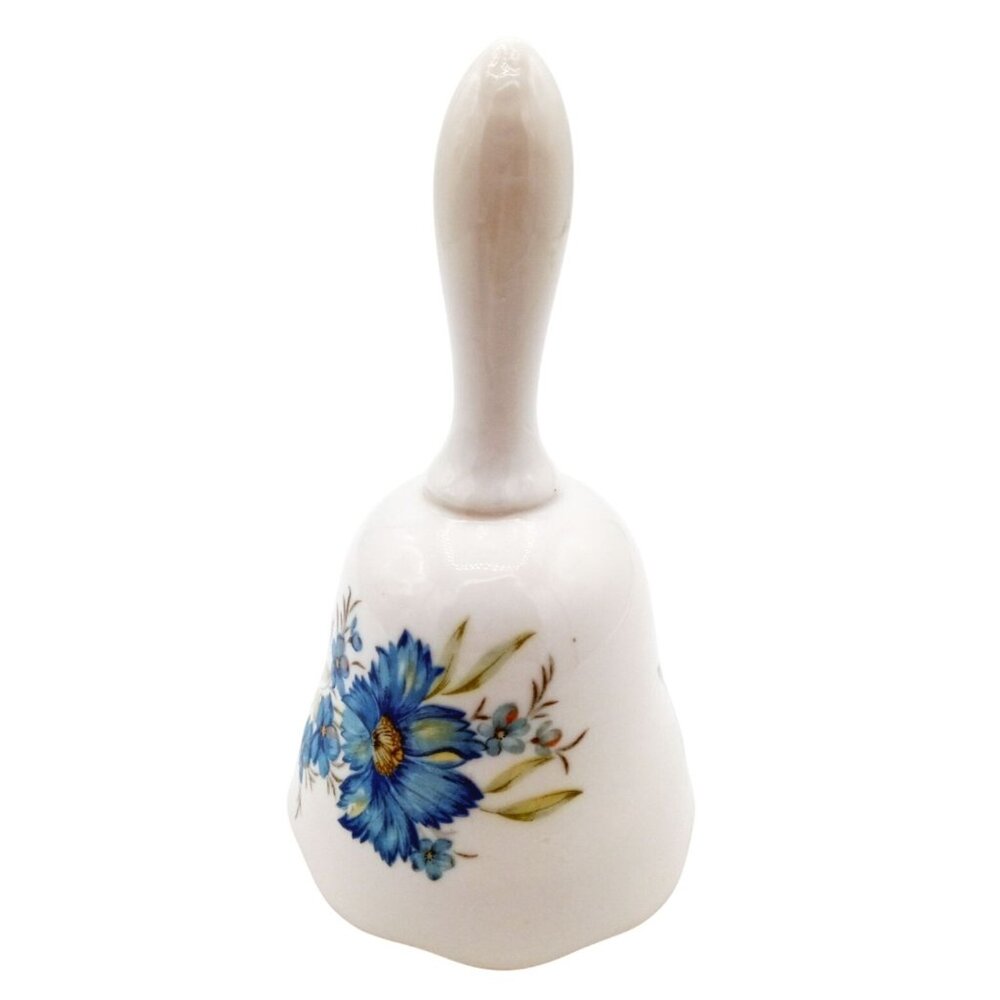 Porcelain Hand Bell Inarco E-4479 Blue Wildflowers Vintage 5 Inch 1970s - Picture 7 of 15